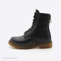 Черные кожаные ботинки с мехом на шнурках Dr. Martens